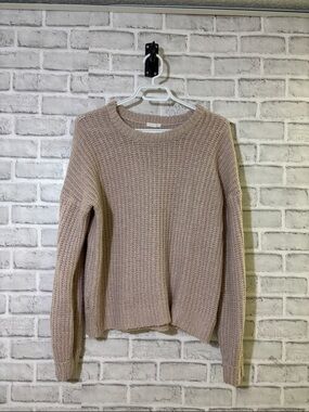 Ardene Waffle-Knit Crewneck Sweater in Dusty Mauve, size large